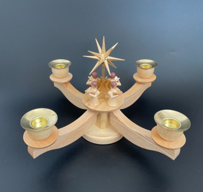 Albin Preissler German Natural Wood 4 Angles Advent Candlestick Candle Holder