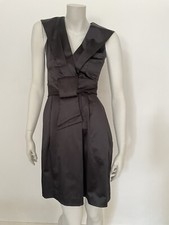 CUE BLACK DRESS SIZE 6 SATIN V NECK WORK EVENING SMART CASUAL NEW WITH TAG