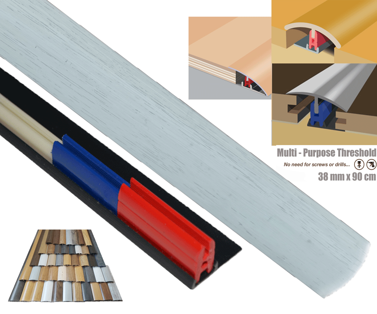 White Washed Multi-Purpose Threshold Strip 38mmx90cm Multi-Height&Pivot