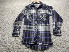 Vintage Plaid Flannel Pearl Snap Men  s Long Sleeve Western Shirt See Measurments