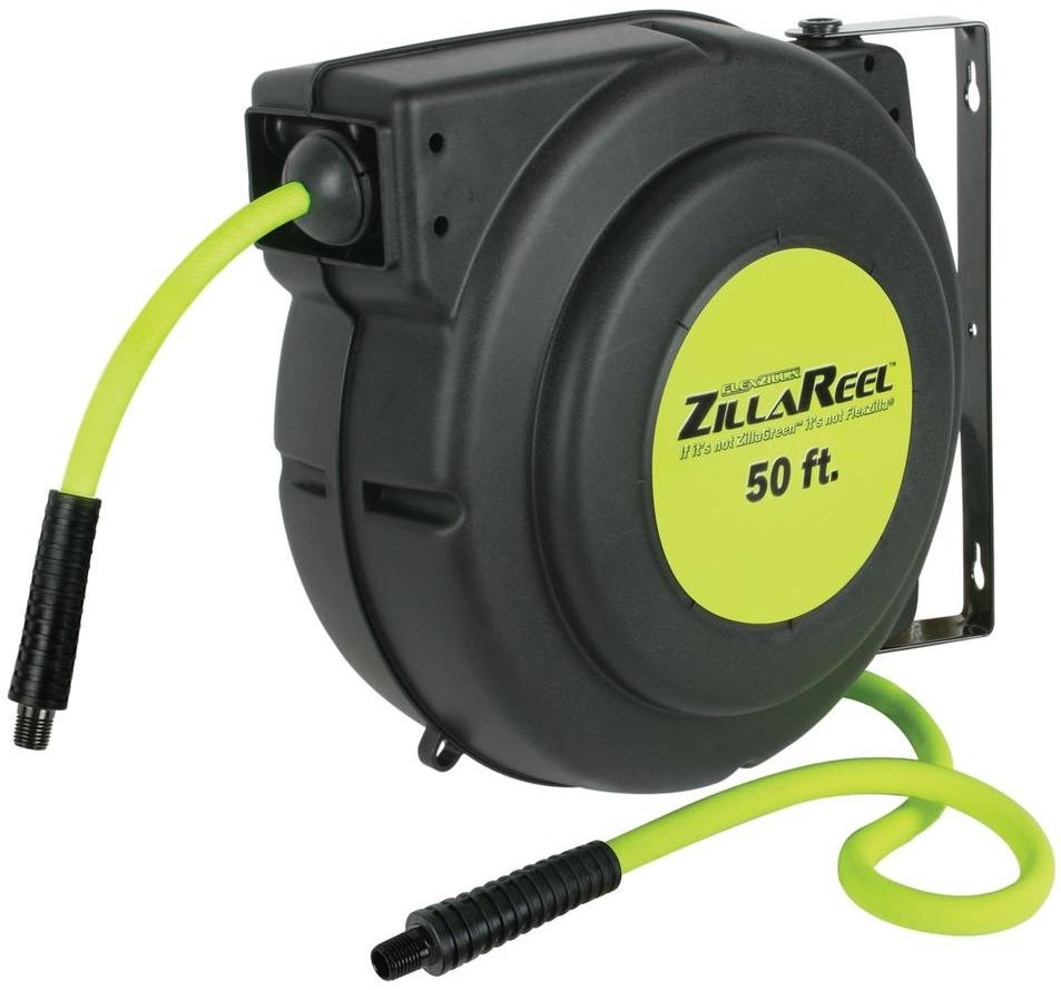 Enclosed Plastic Air Reel 3/8 in. x 50 ft. Retractable Air-Hose-Reel Home Shop