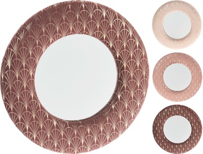 Round Wall Mirror For Hallway Bedroom Makeup Framed Circle Velvet Gold Accents