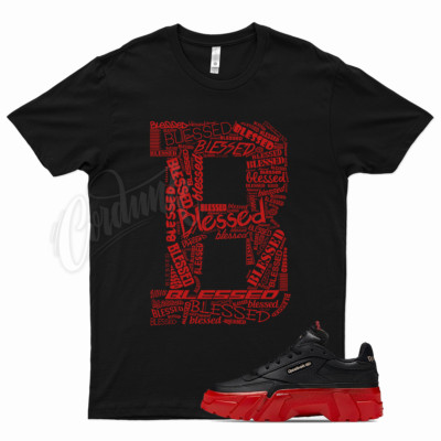 Black BLESSED T Shirt for  Classics Club C Cardi B Dynamic Red Women's 