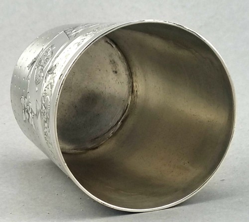 Tauf Becher 950er Silber guillochiert Wein Pokal Frankreich Blumen floral (22) - Bild 5 von 10