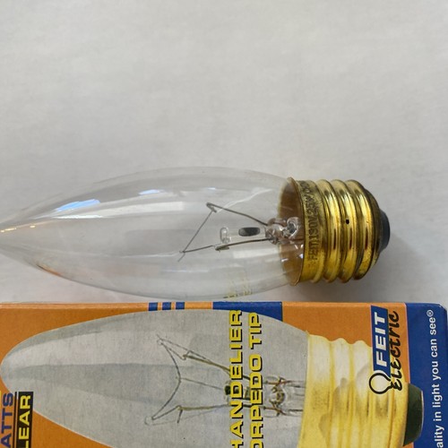 FEIT ELECTRIC Chandelier torpedo tip Light Bulb 25w 130V b10 25ETC Standard Base - Picture 5 of 7