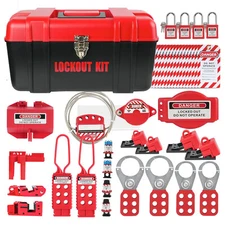 Lockout Tagout Kit Electrical Loto Breaker Tags Hasps Valve Cable Tool Box 1663