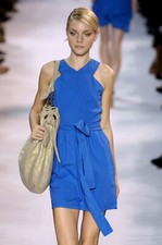 STELLA MCCARTNEY Blue or Olive Green Cotton Belted Tank Dress 42 6 