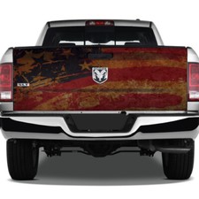 American Flag Grunge Rust Wrap Graphic Rear Tailgate Vinyl Pickup Truck Decal 