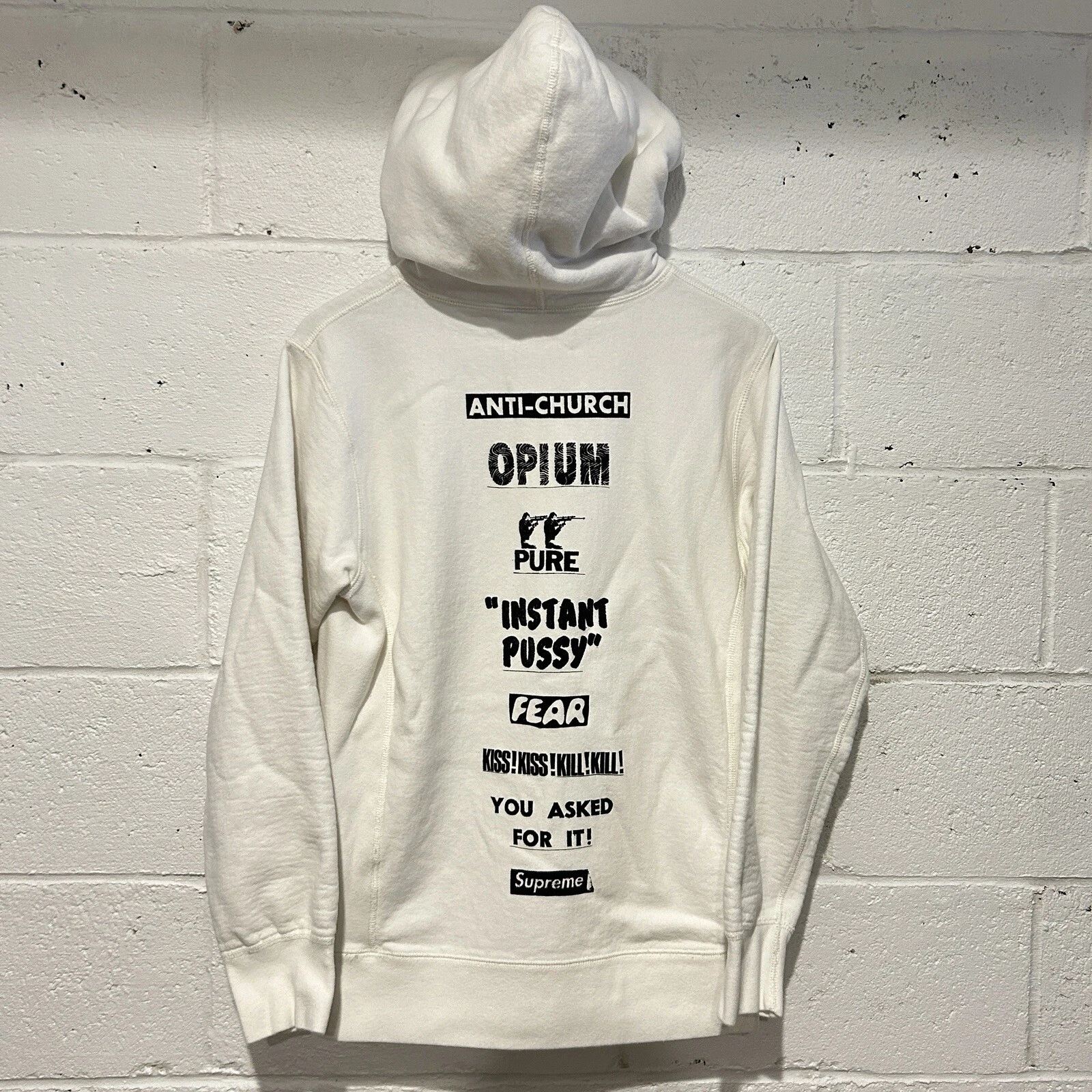 SS16 Supreme Anti Church Pure Fear Sweat shirt blanc homme moyen
