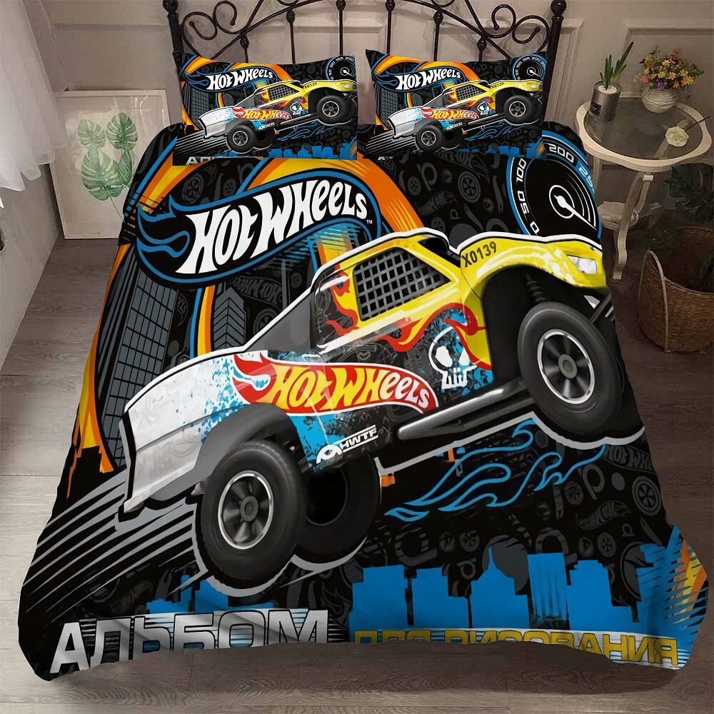 Hot Wheels Quilt Duvet Cover Doona Bedding Set Single Double Queen Kids