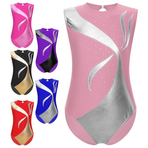 Kids Girls Jumpsuit Yoga Leotard Stage Romper Performance Bodysuit Dance Sport - Picture 3 of 84