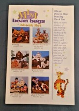 VINTAGE Disney Mini Bean Bag Check List with Active and Retired