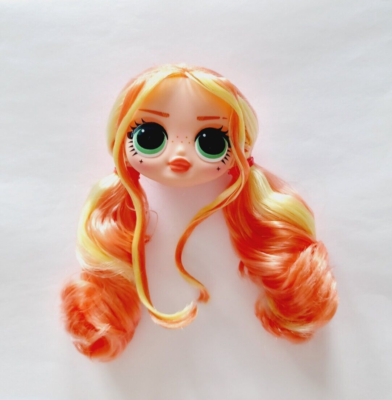 Lol Surprise OMG Doll Skatepark QT Replacement Head Orange Yellow Hair  Ponytails