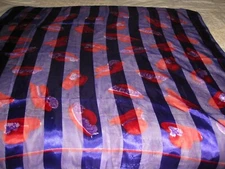 RED HAT SOCIETY  WOMEN SQUARE  SCARF  SHEER STRIPS  39" X 39" Purple Red Hats