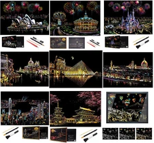 Scratch Painting kits, Craft Art Set, Rainbow Art Painting Paper for Kids Adult