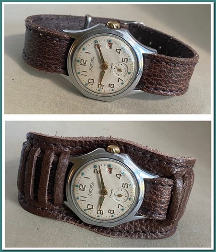 Montre Mécanique Vintage Vostok URSS 1970 - Calibre 2614, 17 Rubis - Révisée 2024 - Cuir Marron