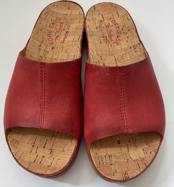 Kork-Ease Tutsi Sandals Women's 7M Red Leather Slides Slip-on Shoes | eBay