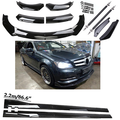 Front Bumper Spoiler Body Kit / Side Skirt/Strut Rods For Bens Glossy Black