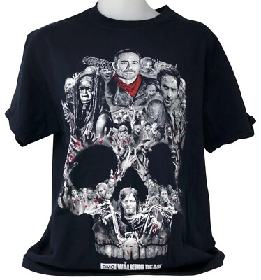 The Walking Dead Men's Medium Black T-shirt 2016 AMC Cast In Form Of Skull 