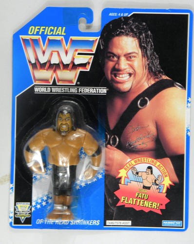 Hasbro WWF blue card FATU  WWF nice Headshrinkers ...