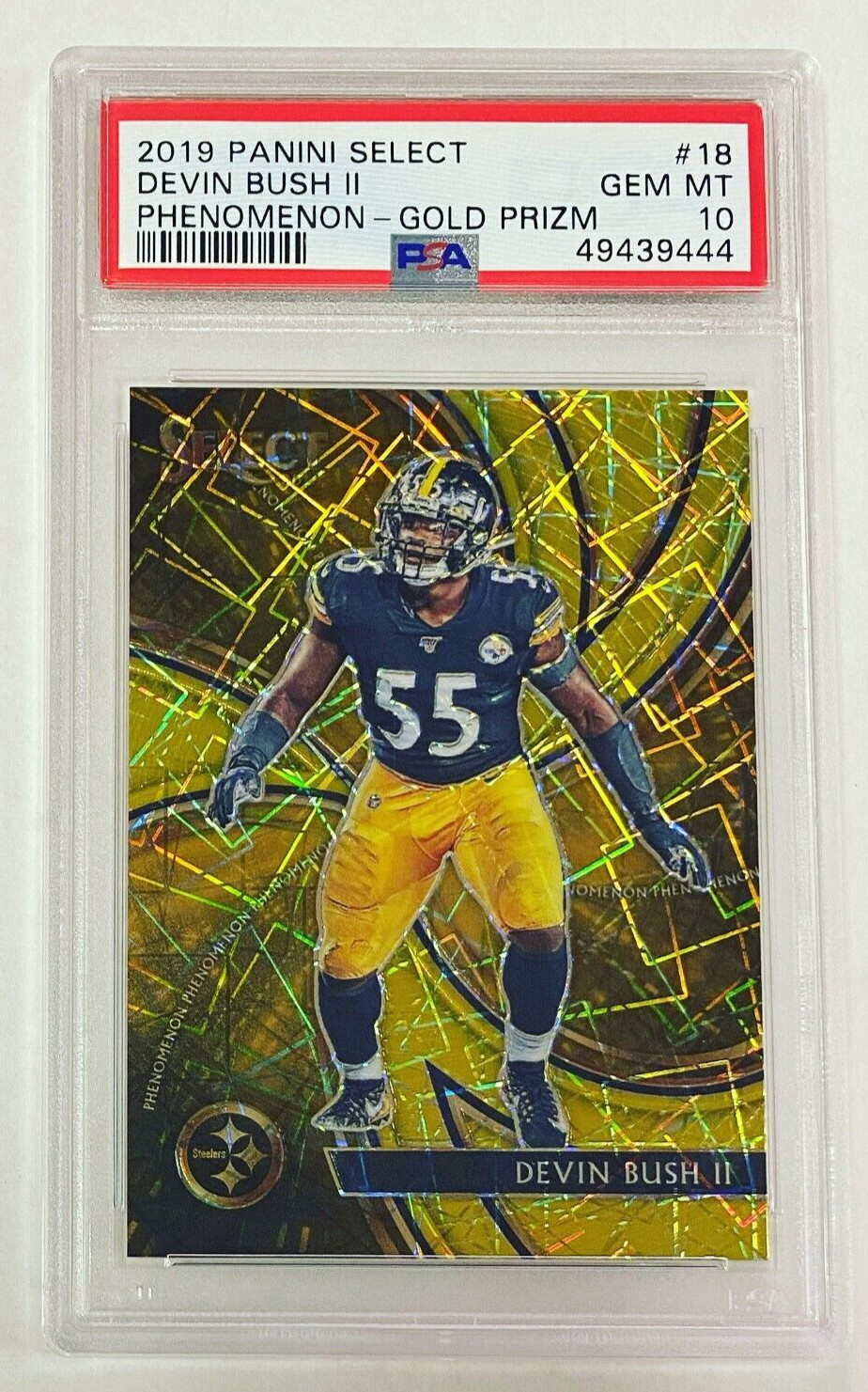Devin Bush Jr. Panini Select Phenomenon #18 Gold Prizm