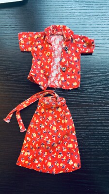 VTG Sindy Separates Red Floral Top Skirt Variation 44044 1982 CO8