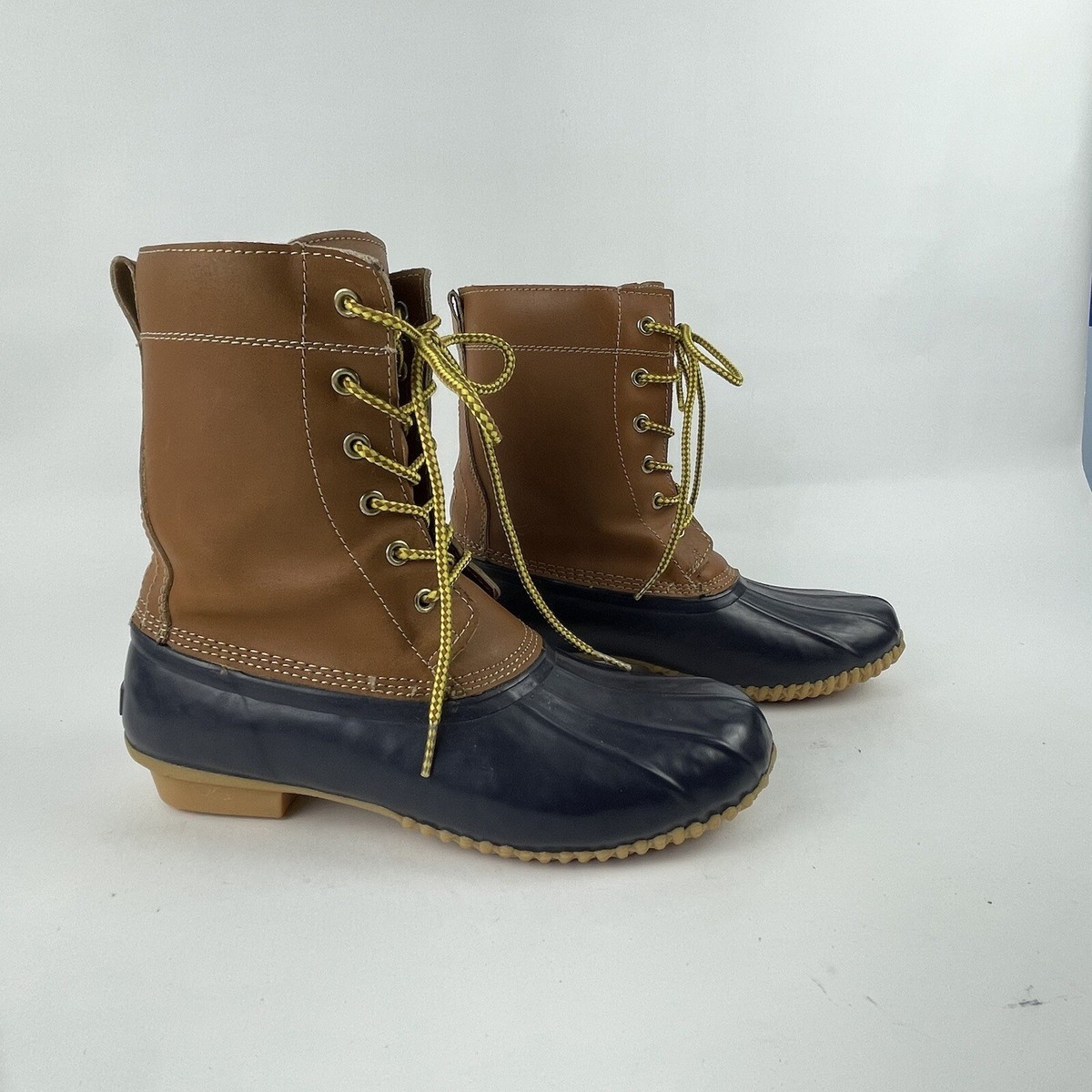 Lands End Womens Size 7B Unlined Duck Boots 459855 H15 Ankle Lace Up Brown EUC | eBay