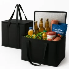 2-Pack, XL-Large Insulated Grocery shopping bags, Black, reusable bag,thermal
