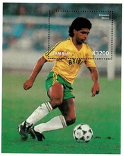 Zambia 1998 - France World Cup Romario - Souvenir Stamp Sheet - Scott 733 - MNH