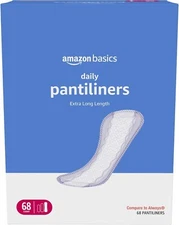 Amazon Basics Daily Pantiliner, Extra Long, 68ct, Unscented - Women's Pads