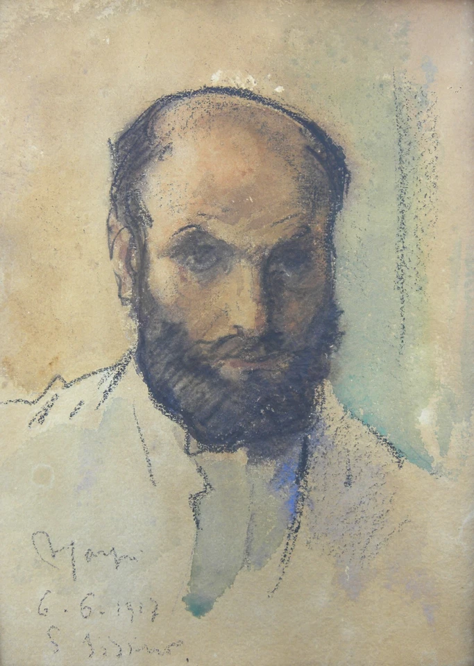 Aldo CARPI (Milano 1886-1973) Autoritratto con barba nera cm 30x21 anno 1927 - Immagine 3 di 4