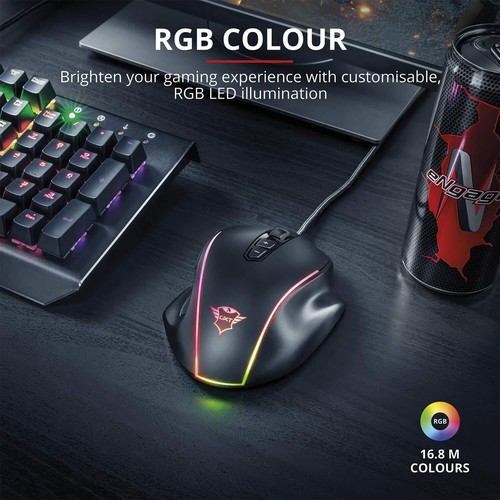 Mysz gamingowa Trust GXT 165 Celox, 10 000 DPI, RGB, 8 przycisków, USB - czarna - Zdjęcie 5 z 6