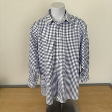 Charles Tyrwhitt Dress Shirt Mens 48 19 Classic Fit Non Iron Blue Check