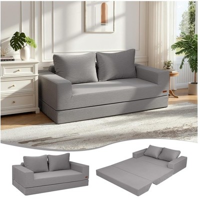 Comfy Floor Couch Pull Out Sleeper - Light Grey