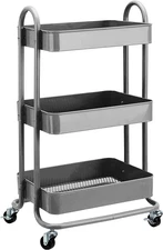 3-Tier Rolling Utility or Kitchen Cart, Lockable Wheels, Multifunctional Storage