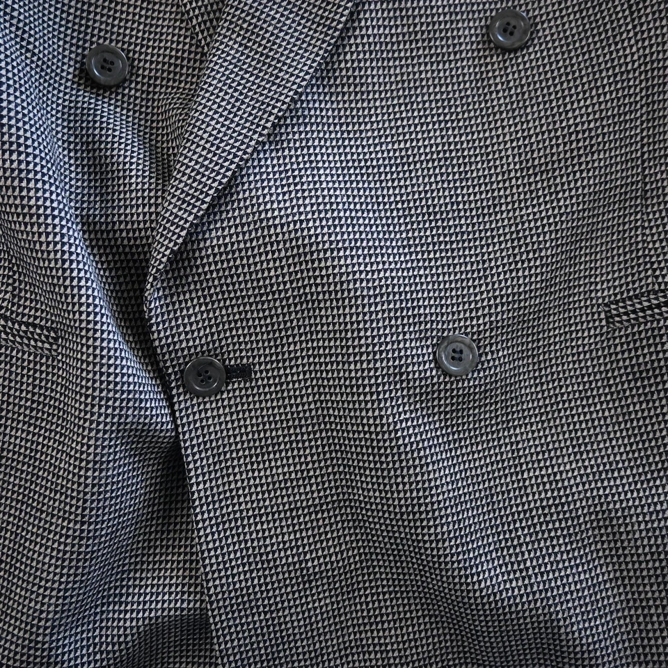 Chaqueta Blazer De Colección Pierre Cardin 48R Marrón Triángulo Cuadros Doble Pecho EE. UU. Foto 3 de 4