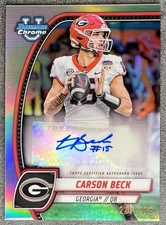 Carson Beck 2024 Bowman Chrome Prospect Refractor Auto 243/299 Miami QB
