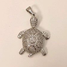 Cubic Zirconia Turtle Pendant Silver Plated