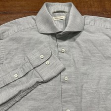 Suitsupply Button Up Shirt Mens S 14 1/2 Gray Egyptian Cotton Career Luxury