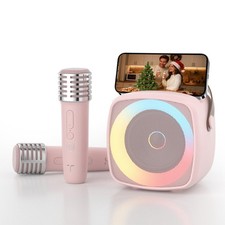 Karaoke Machine 2 Microphones for Home Party with Phone Holder, Wireless Port...