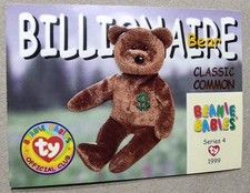 BILLIONAIRE the Bear - TY Beanie Babies Card -1999 Series 4 Classic Commons #303
