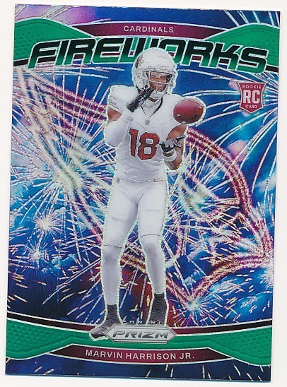MARVIN HARRISON JR. 2024 PANINI PRIZM FIREWORKS GREEN #20 RC ROOKIE MINT