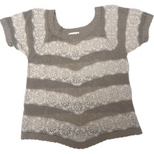 Lims 100 Cotton Crochet Top - Beige  White Floral Lace - M