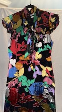 Alice + Olivia Multicolor Silk FLORAL Mermaid Hi Low Midi Lined Zip Dress Size 8