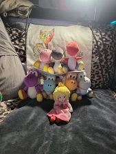 ​Nintendo Sanei Little Buddy Yoshi Plush Lot 7 Colors + Peach - Purple w/ Tag