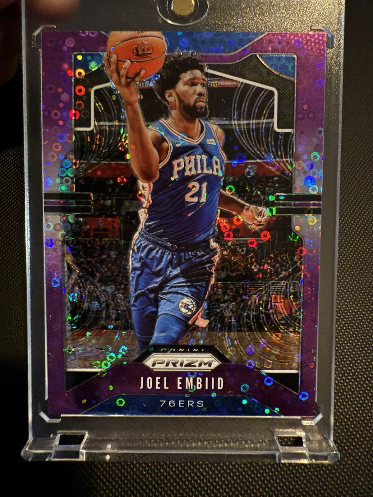 2019-20 Panini Purple Disco Prizm #199 Joel Embiid /75 Philadelphia 76ers