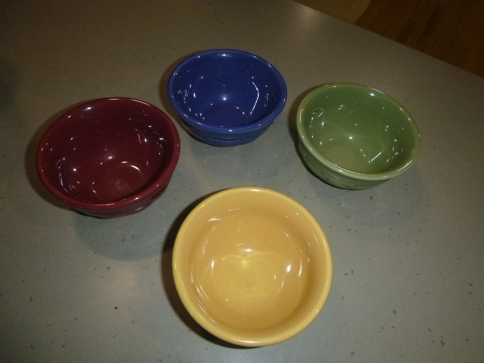 WOVEN TRADITIONS Set of 4 Dessert Bowls 4" Longaberger Pottery USA Mixed Colors