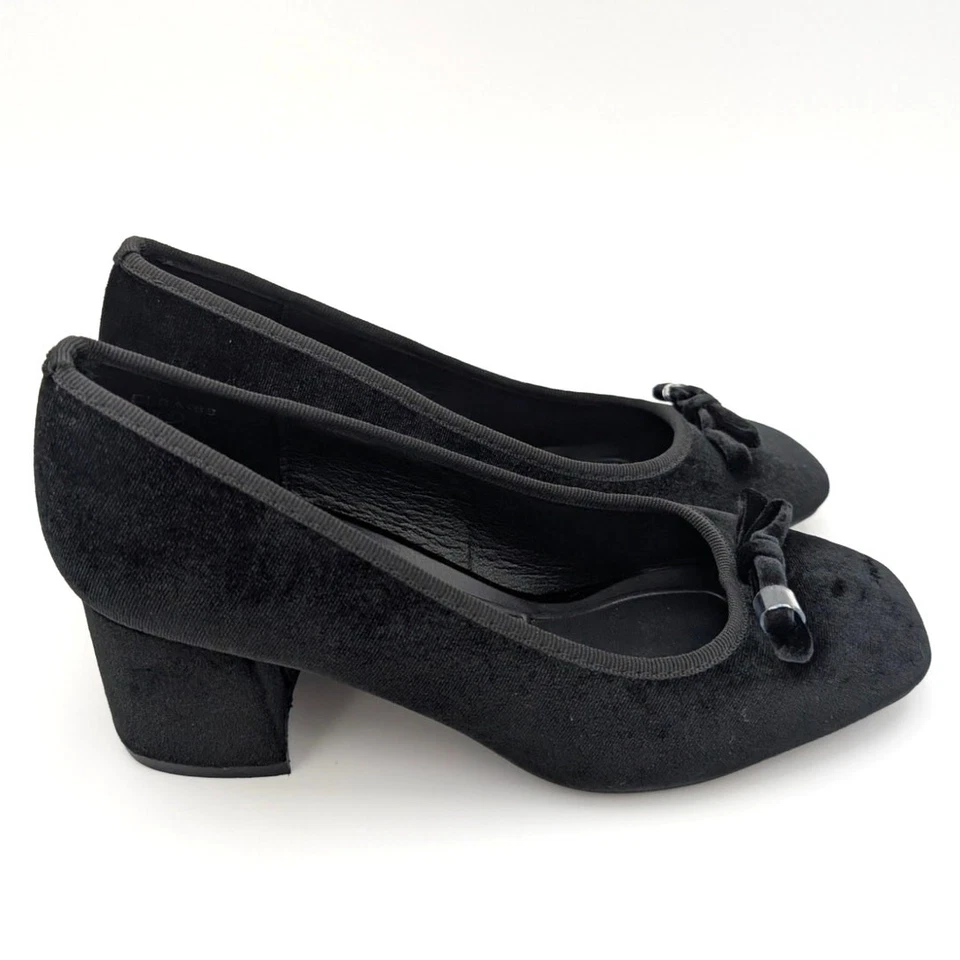 Top Moda Elba Square Toe Heel Pump Velvet Bow Front Black Size US8 EU39 - Image 3 of 4