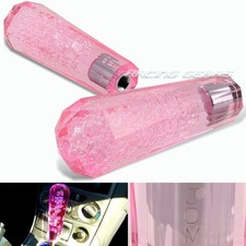 Vip 150mm Transparent Manual Pink Diamond Crystal Bubble Shift Knob Universal 3