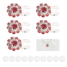 1 Set Rhinestone Button Covers, Detachable Shirt Buttons, Red/Silver